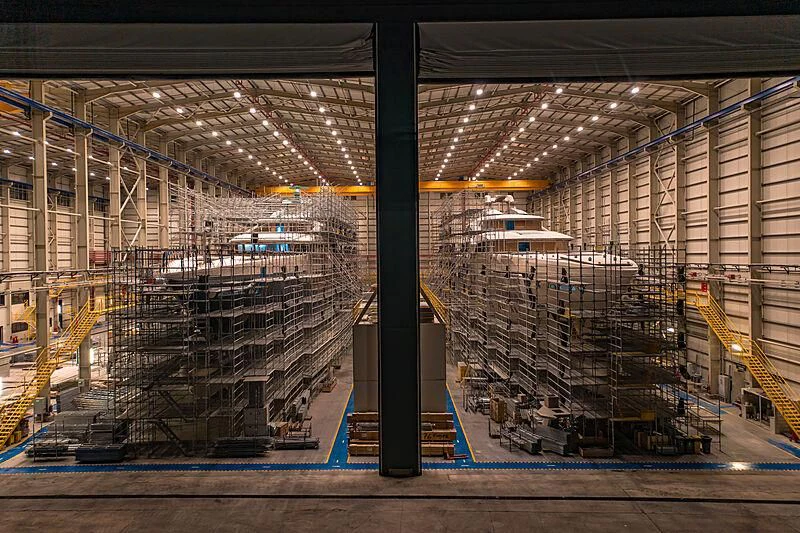 a large factory with many machines aboard AL REEM Yacht for Sale