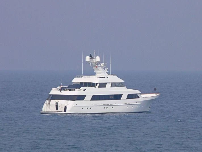 a white boat in the water aboard CV-9 Yacht for Sale