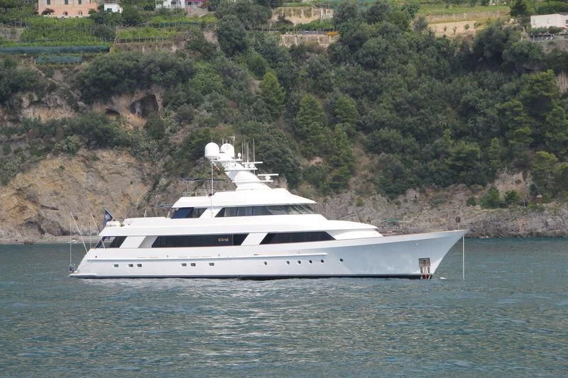 a white yacht on the water aboard CV-9 Yacht for Sale