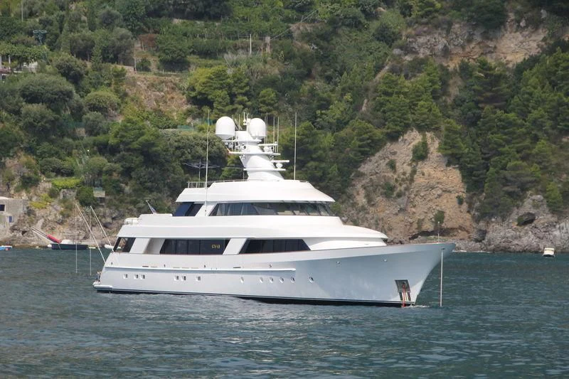 a white yacht in the water aboard CV-9 Yacht for Sale