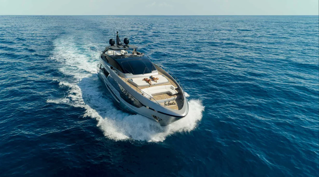 a boat on the water aboard RIVA 102/19 Yacht for Sale