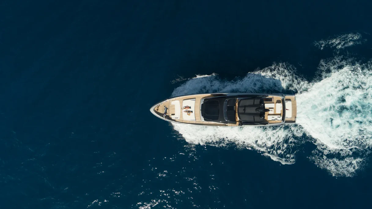 a small boat in the water aboard RIVA 102/19 Yacht for Sale