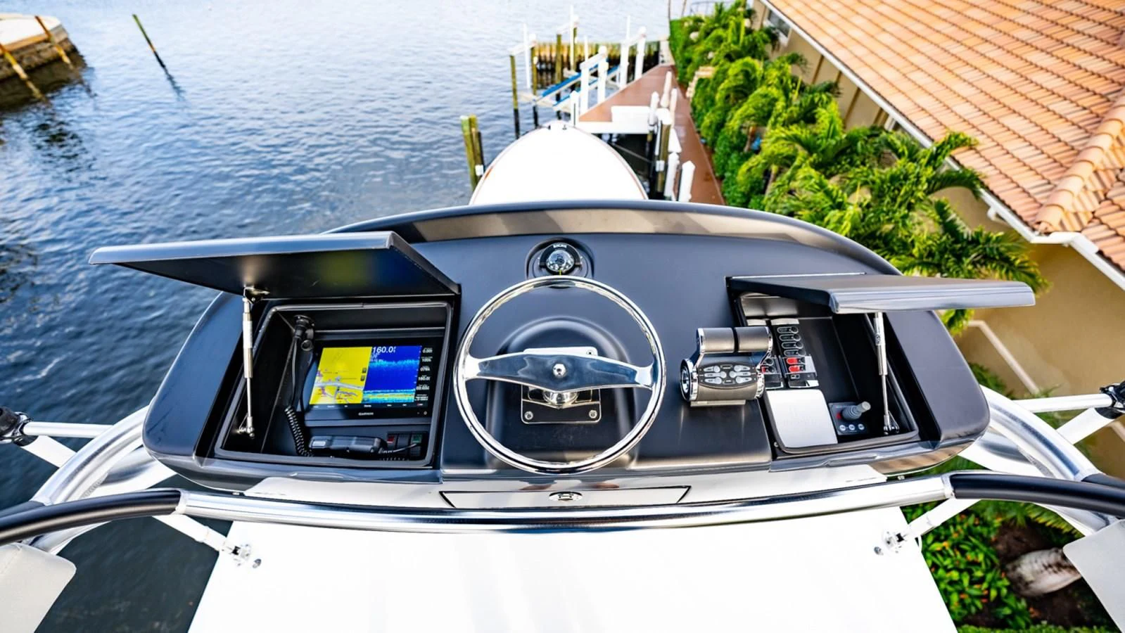 the front of a boat aboard WHY WOULDN'T WE Yacht for Sale
