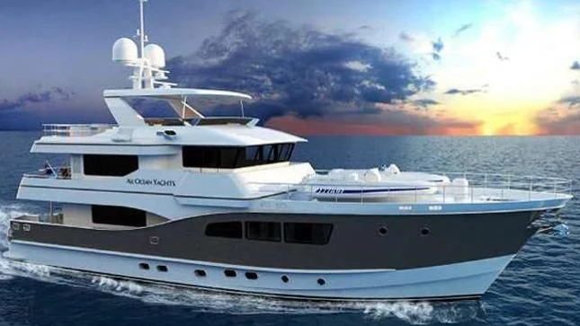 a white yacht on the water aboard M&A'S Yacht for Sale