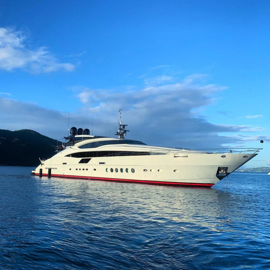 a white boat in the water aboard AQUANOVA Yacht for Sale