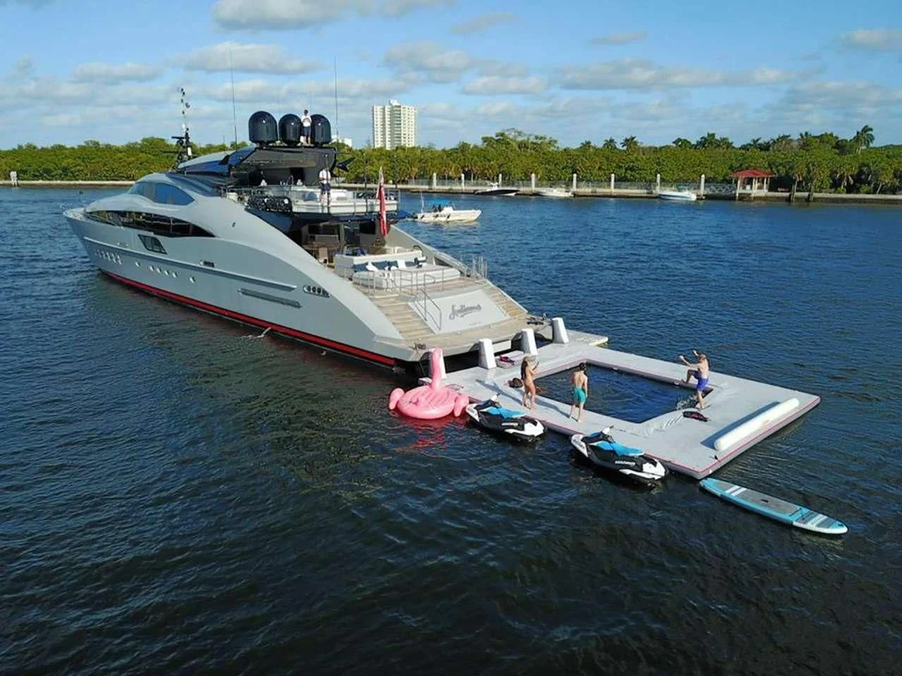 a large ship with a boat on it aboard AQUANOVA Yacht for Sale