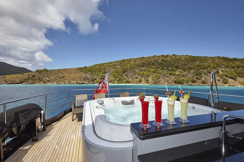 a boat with drinks on it aboard AQUANOVA Yacht for Sale