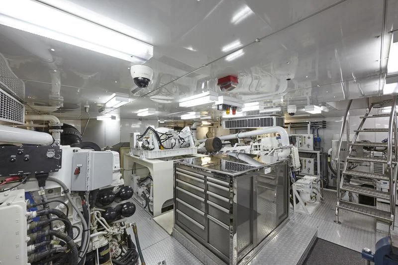 a room full of machinery aboard AQUANOVA Yacht for Sale