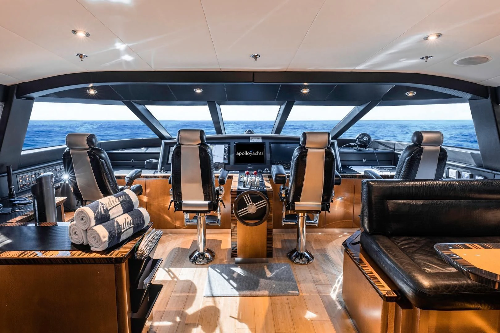 inside of a car aboard AQUANOVA Yacht for Sale