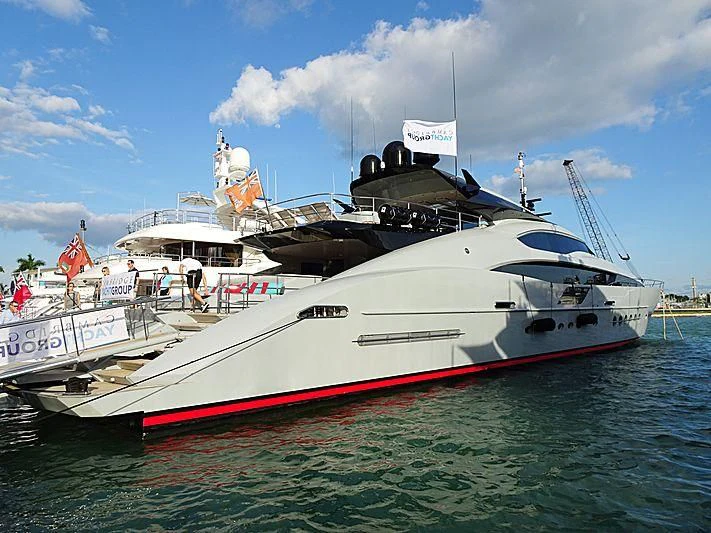 a large white boat in the water aboard AQUANOVA Yacht for Sale