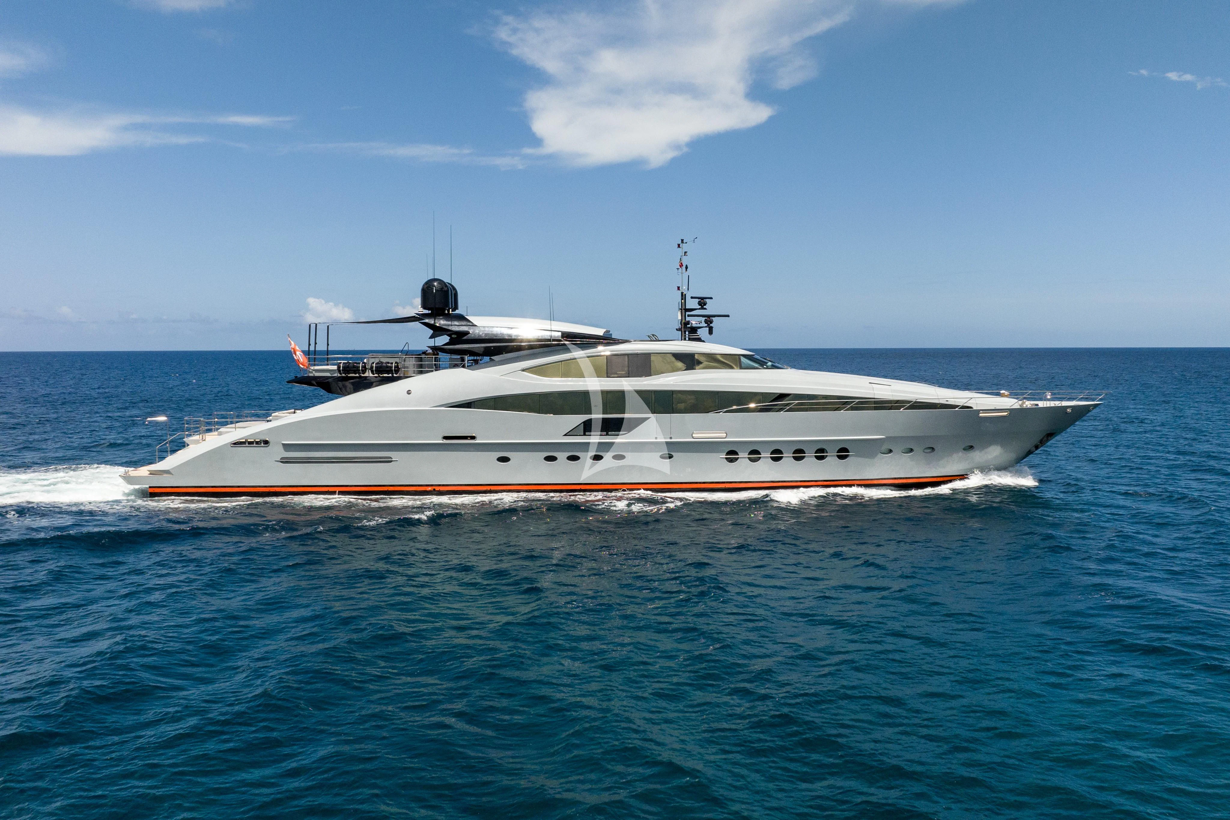 a white yacht in the water aboard AQUANOVA Yacht for Sale