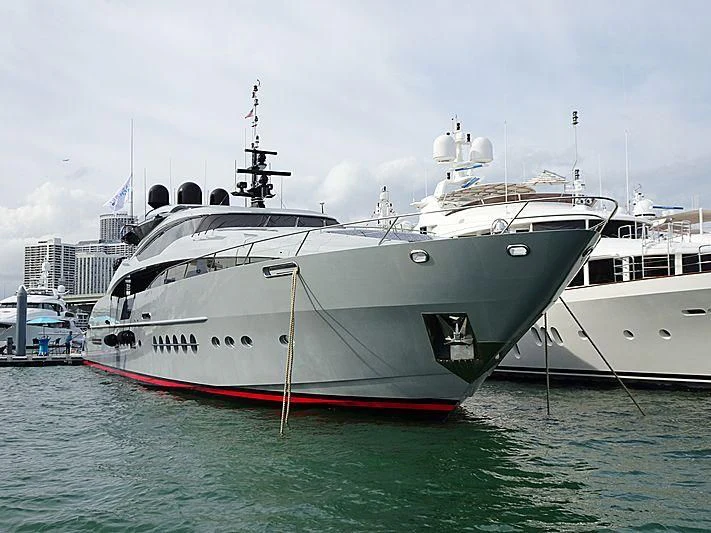 a large white boat in the water aboard AQUANOVA Yacht for Sale