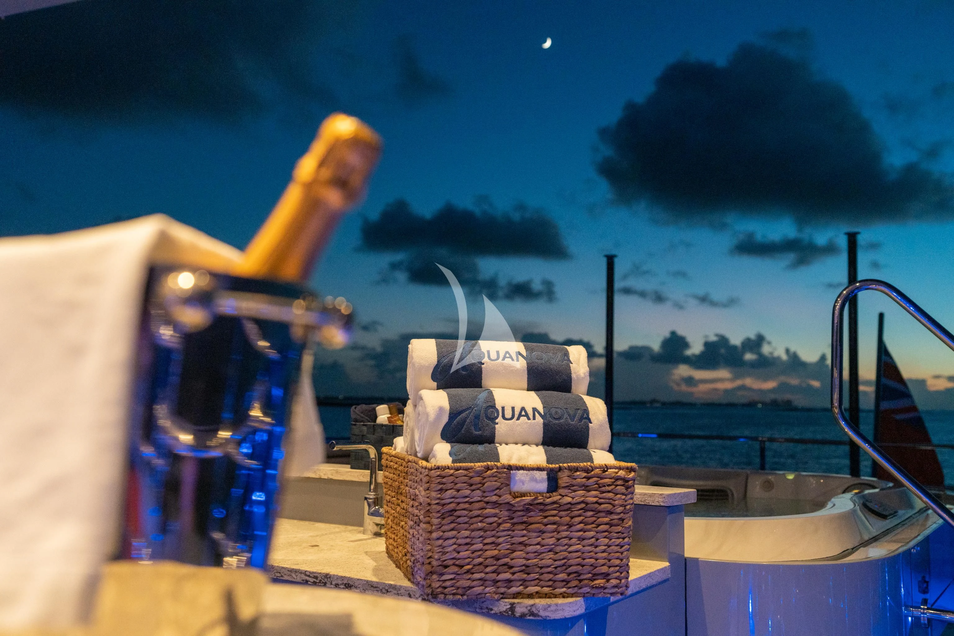 a cake on a table aboard AQUANOVA Yacht for Sale