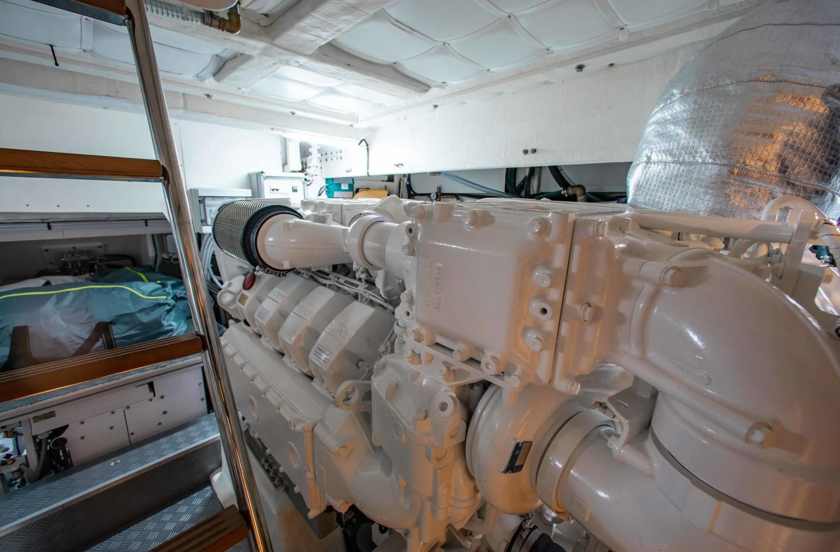 a room with pipes and tubes aboard OUR TRADE Yacht for Sale
