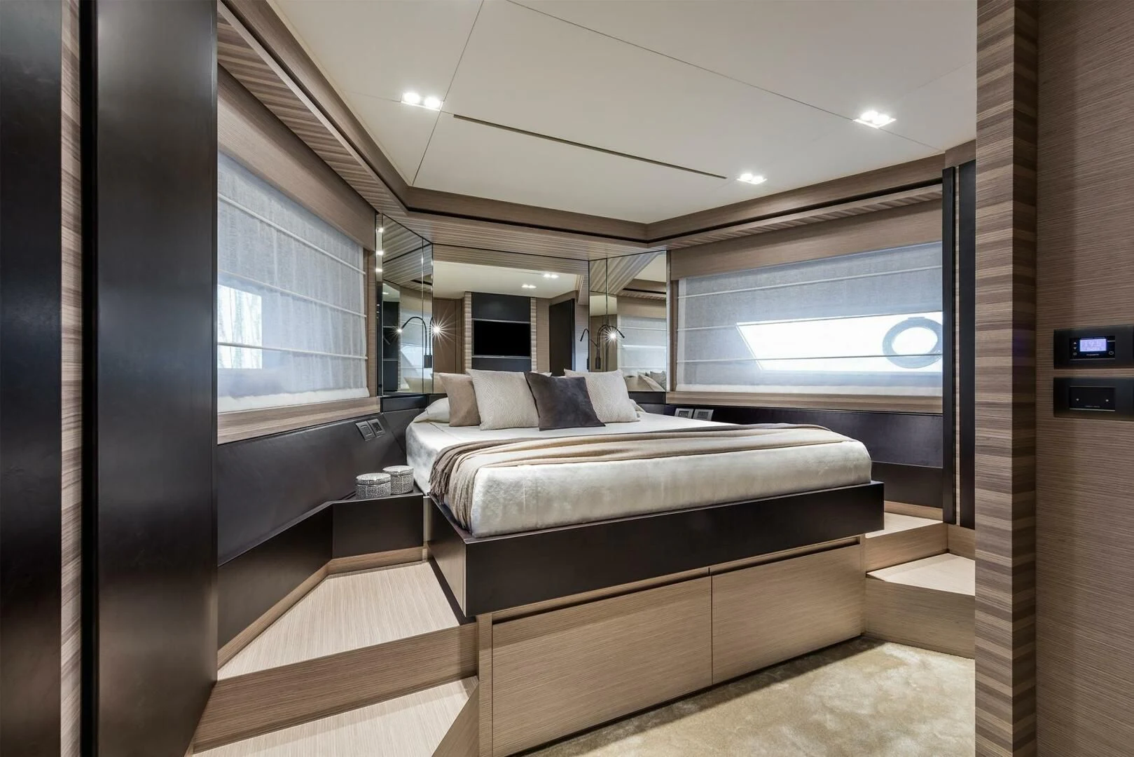 a room with a bed and a tv aboard OUR TRADE Yacht for Sale