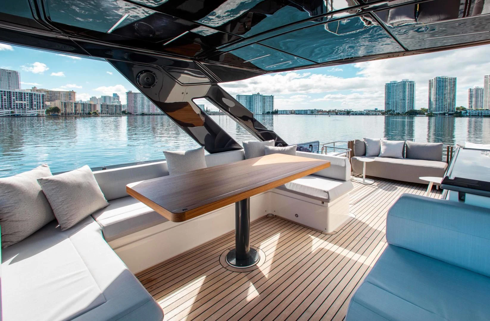 a room with a table and chairs aboard OUR TRADE Yacht for Sale