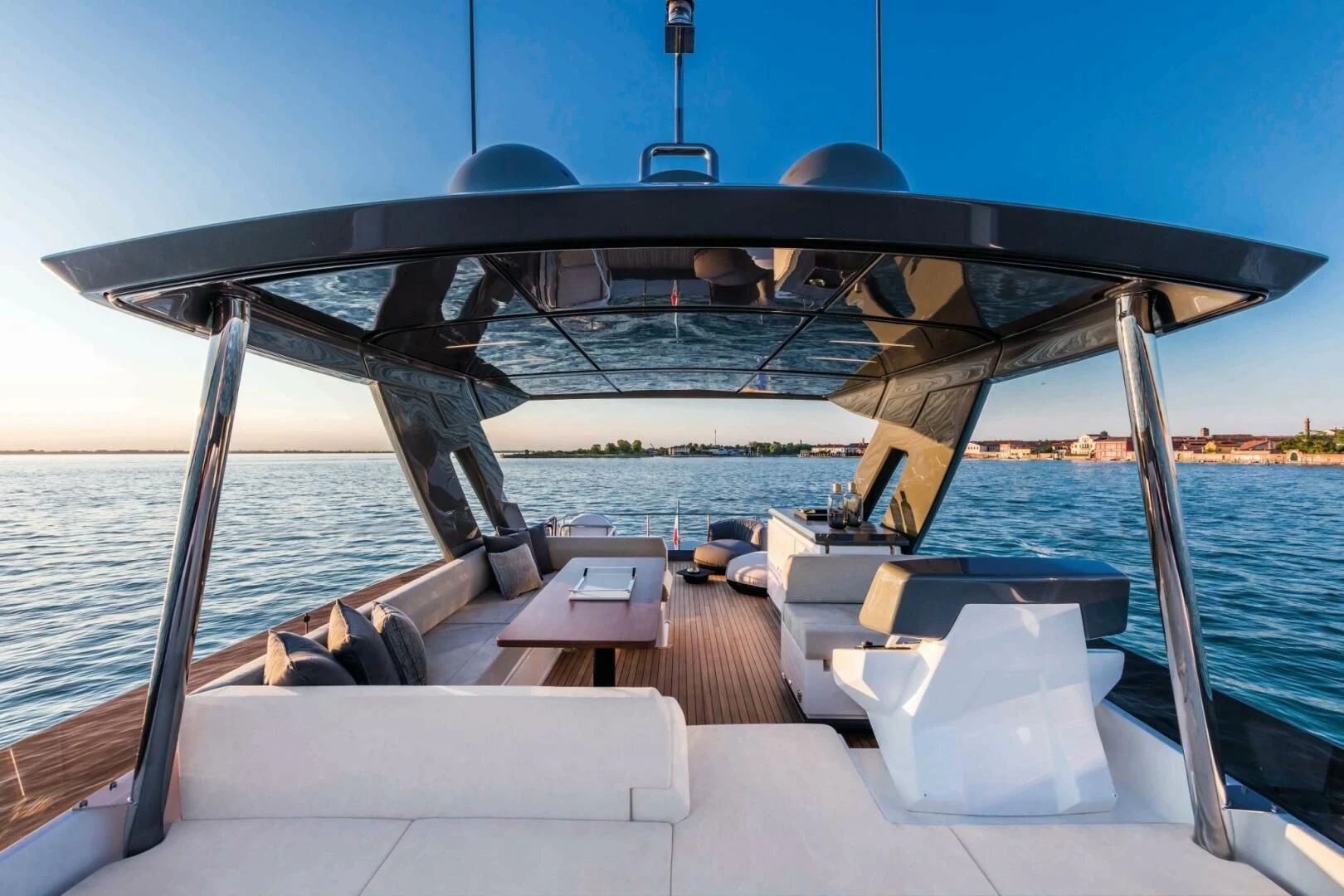 a boat on the water aboard OUR TRADE Yacht for Sale