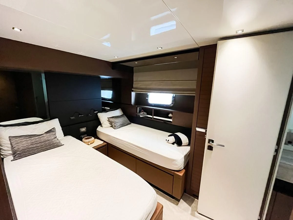 a room with two beds aboard SANLORENZO SX88/01 Yacht for Sale