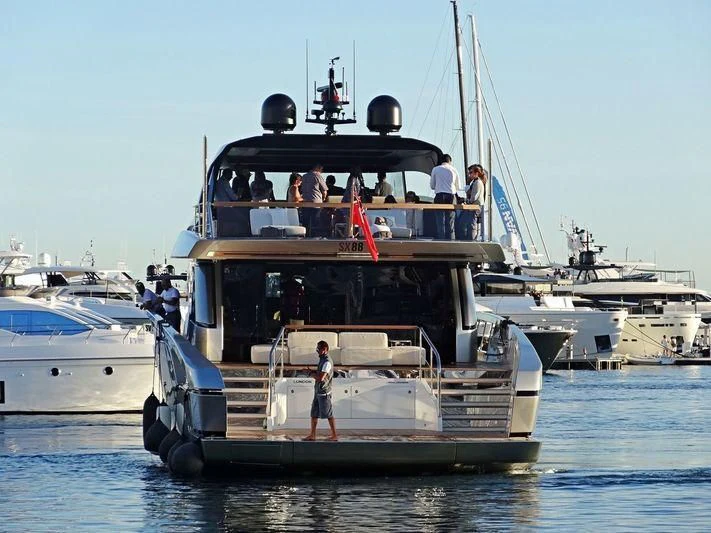 a boat with people on it aboard SANLORENZO SX88/01 Yacht for Sale