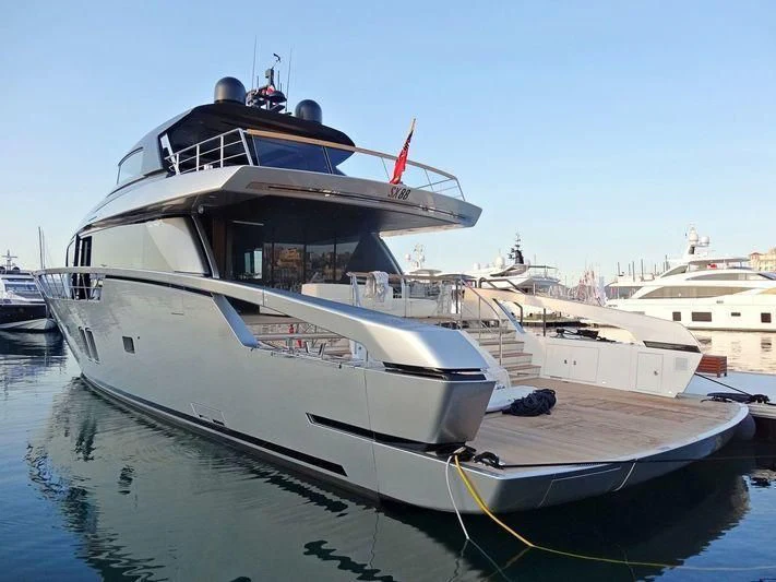 a boat docked at a pier aboard SANLORENZO SX88/01 Yacht for Sale