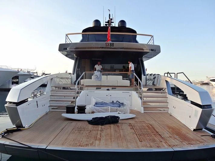 a boat on the dock aboard SANLORENZO SX88/01 Yacht for Sale