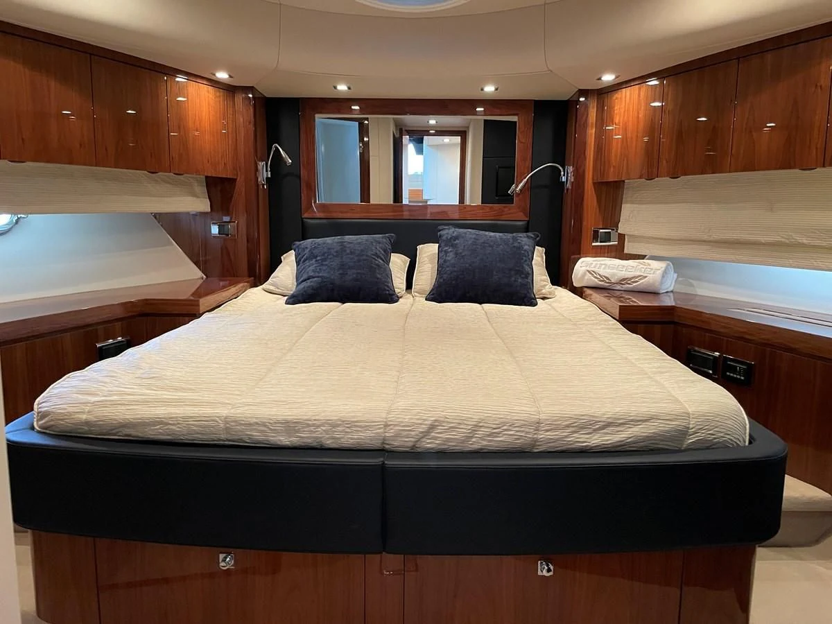 a bed in a room aboard GRACE ELLEN Yacht for Sale