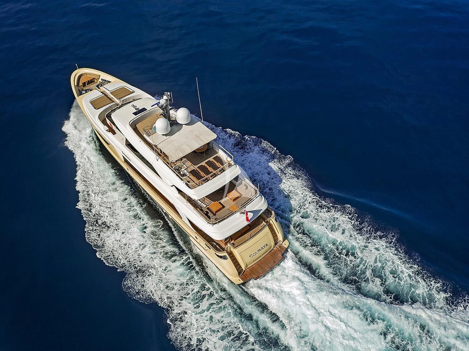 a ship in the ocean aboard SOURAYA Yacht for Sale