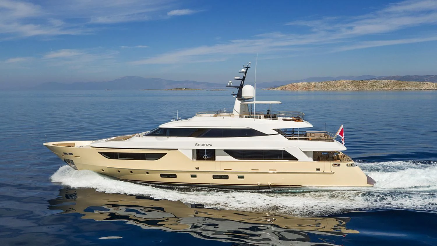 a white yacht on the water aboard SOURAYA Yacht for Sale
