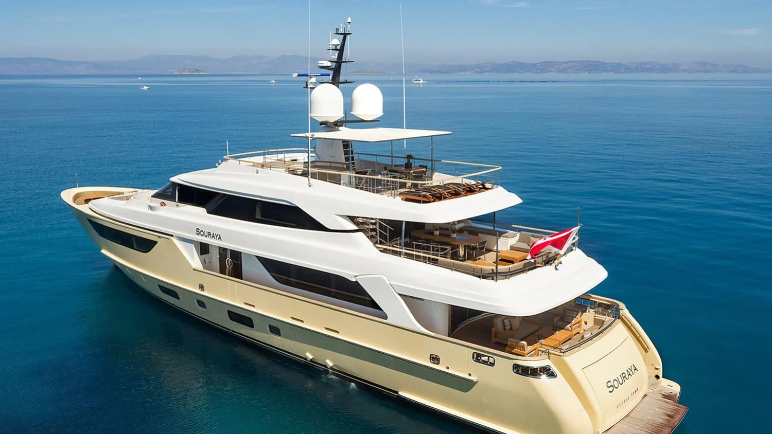 a white boat in the water aboard SOURAYA Yacht for Sale