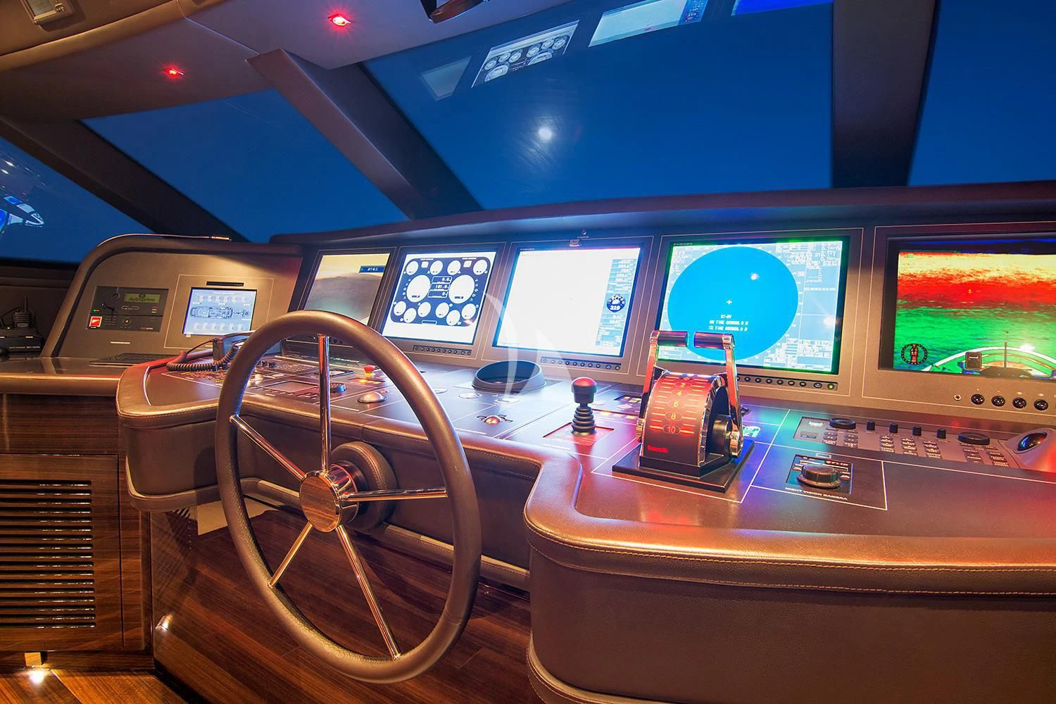 inside of a vehicle with screens aboard SOURAYA Yacht for Sale