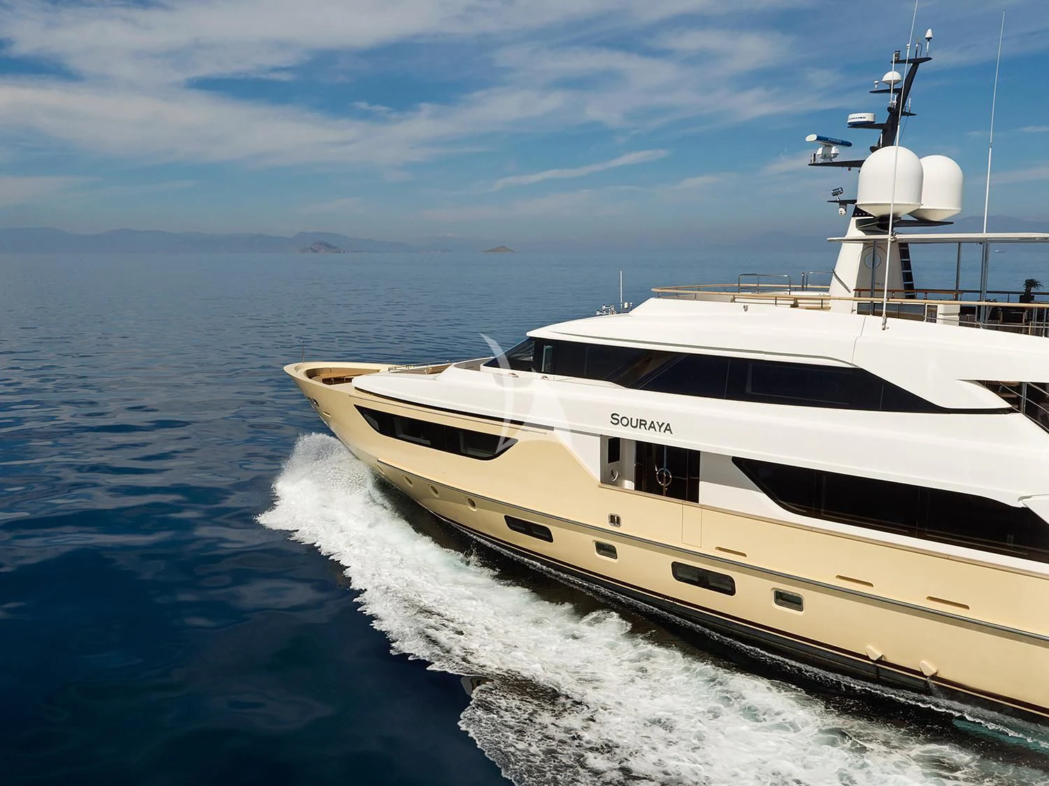 a white boat in the water aboard SOURAYA Yacht for Sale