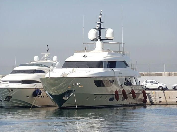 a couple of large white boats aboard SOURAYA Yacht for Sale