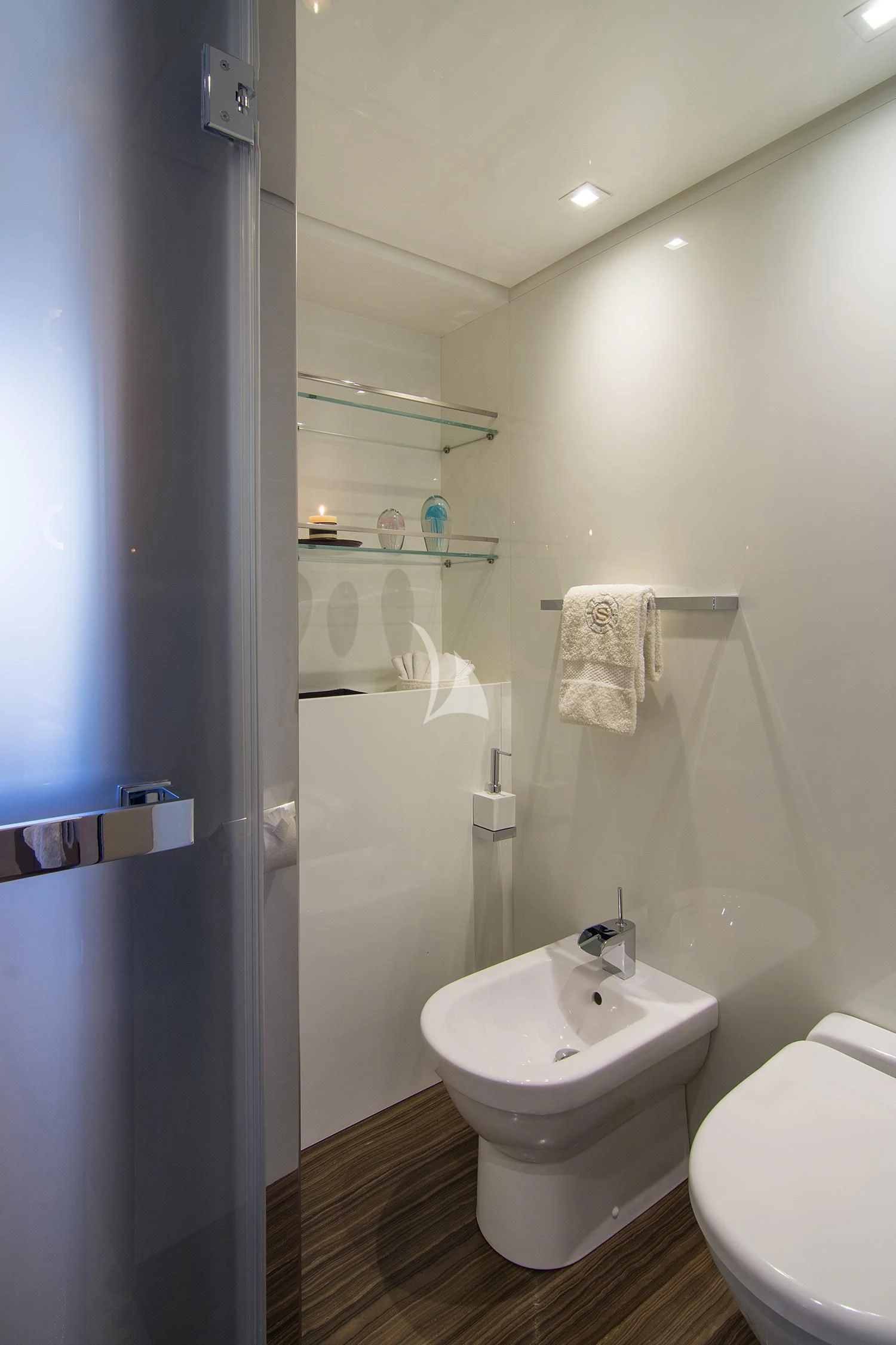 a bathroom with a sink and a toilet aboard SOURAYA Yacht for Sale