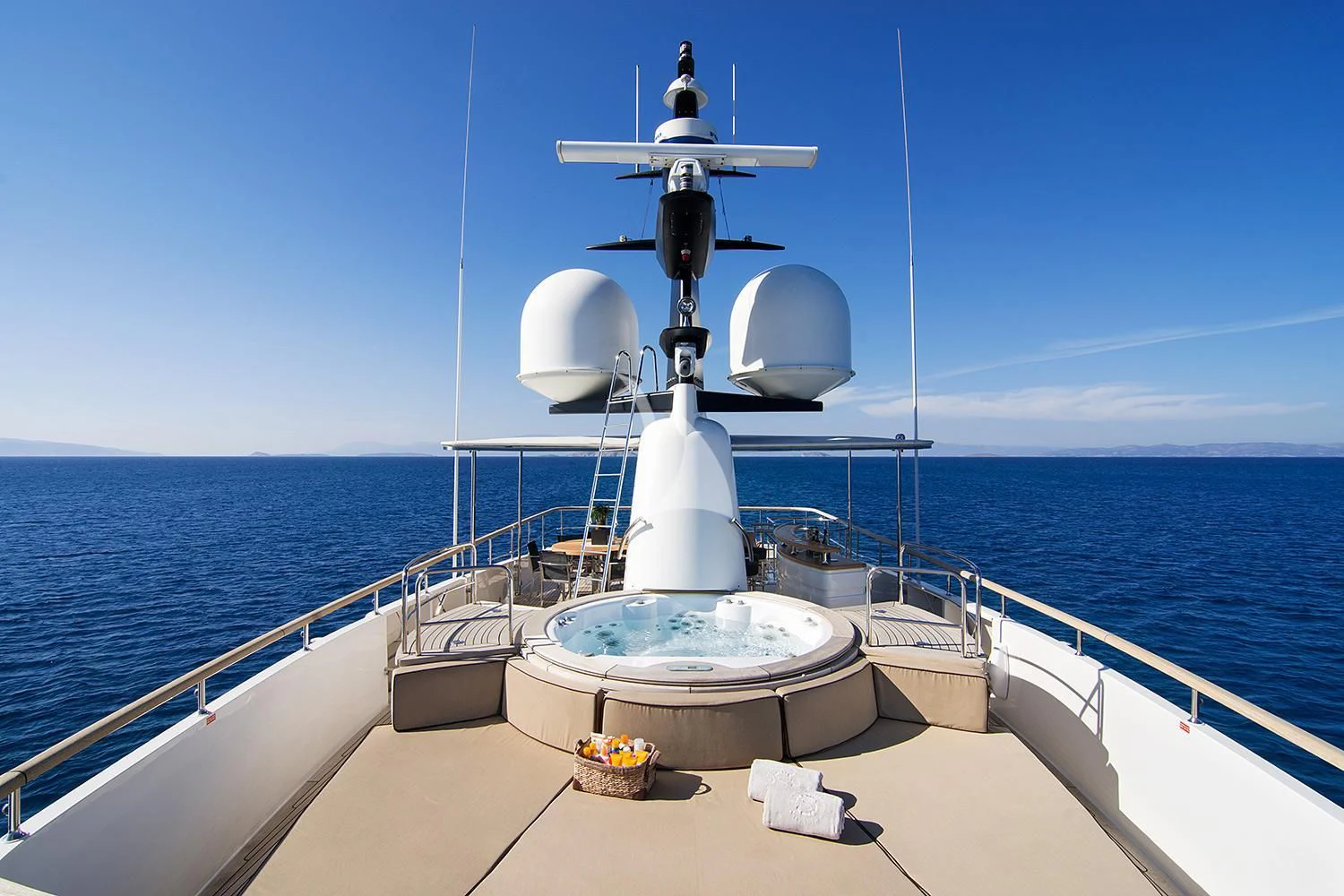 a white satellite dish on a boat aboard SOURAYA Yacht for Sale