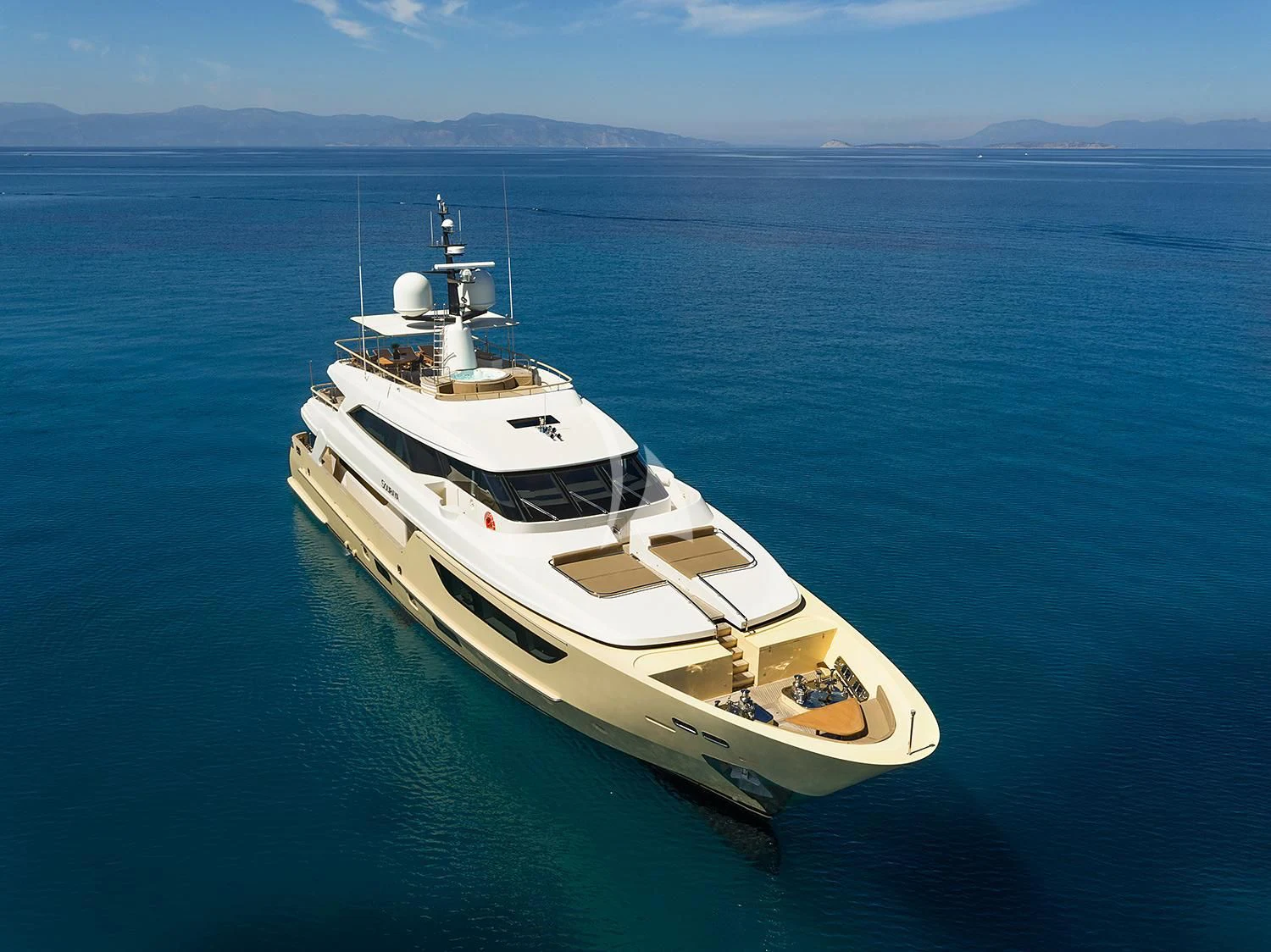 a white boat in the water aboard SOURAYA Yacht for Sale