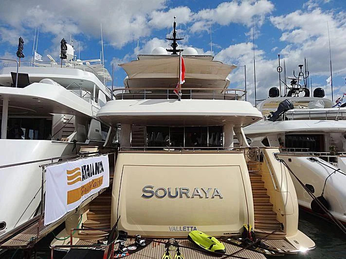 a boat on a dock aboard SOURAYA Yacht for Sale