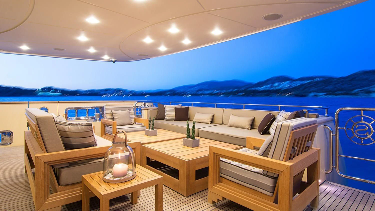 a room with a table and chairs aboard SOURAYA Yacht for Sale