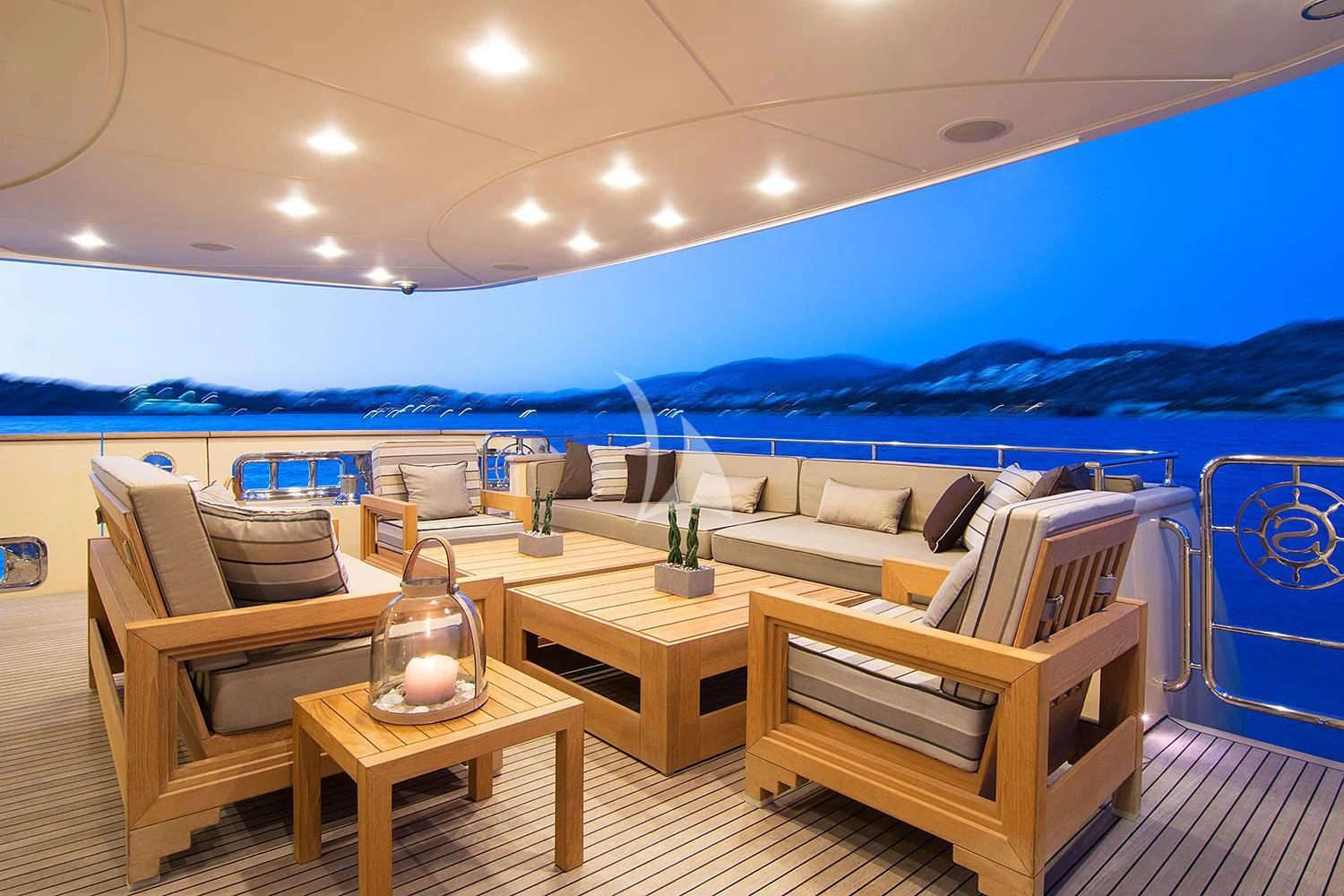 a room with a table and chairs aboard SOURAYA Yacht for Sale