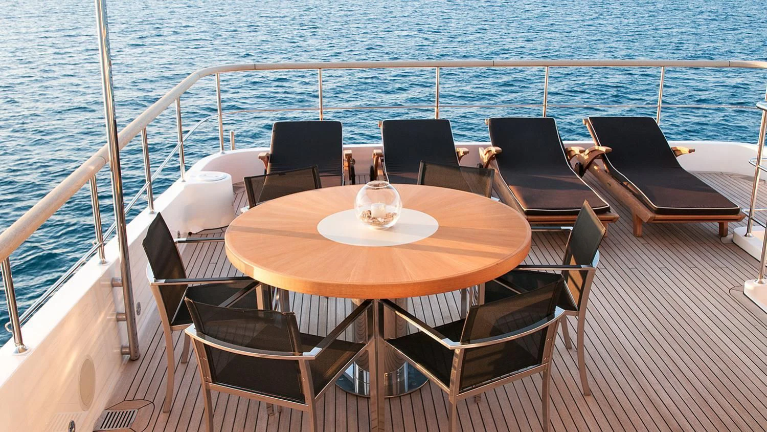 a table on a boat aboard SOURAYA Yacht for Sale