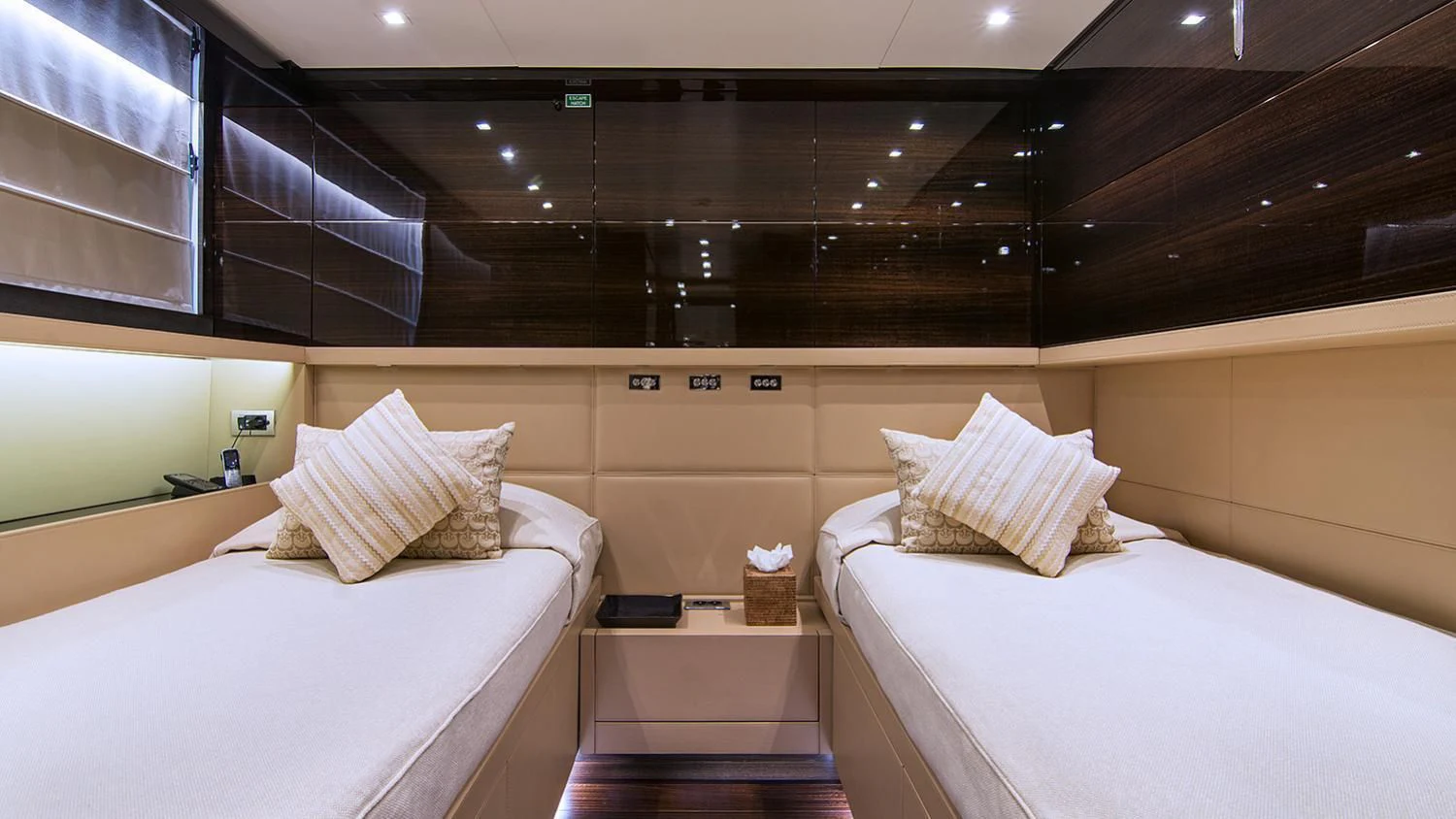 a room with two beds aboard SOURAYA Yacht for Sale