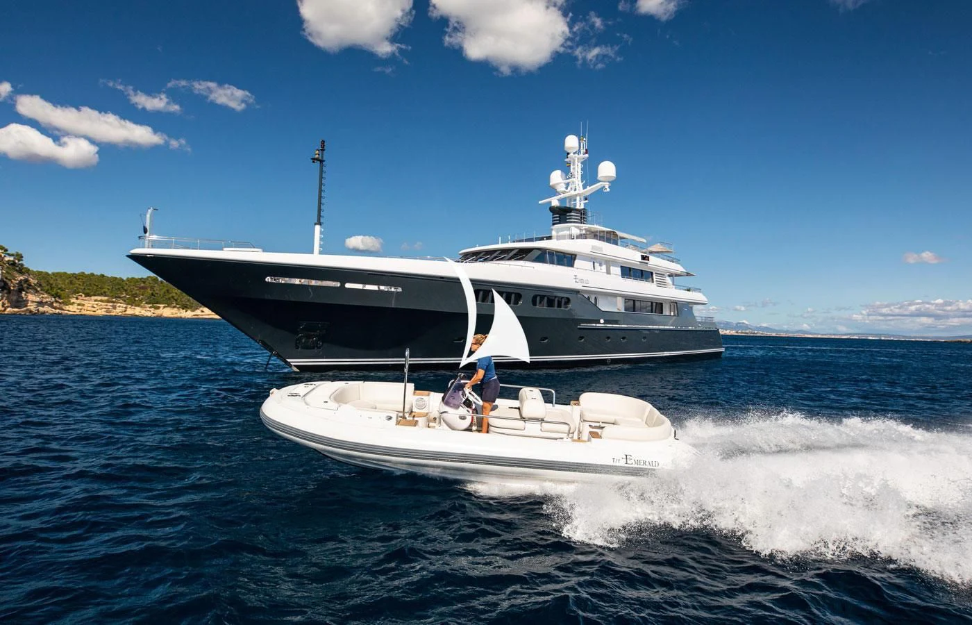 a boat on the water aboard EMERALD (YET) Yacht for Sale