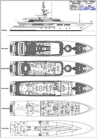 diagram, engineering drawing aboard EMERALD (YET) Yacht for Sale