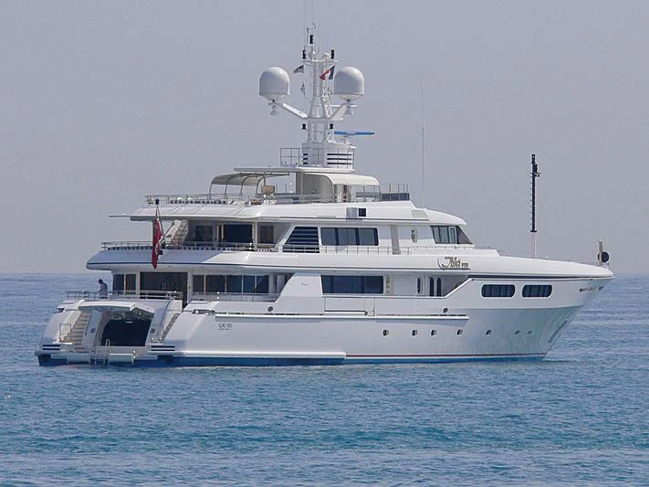 a large white boat in the water aboard EMERALD (YET) Yacht for Sale