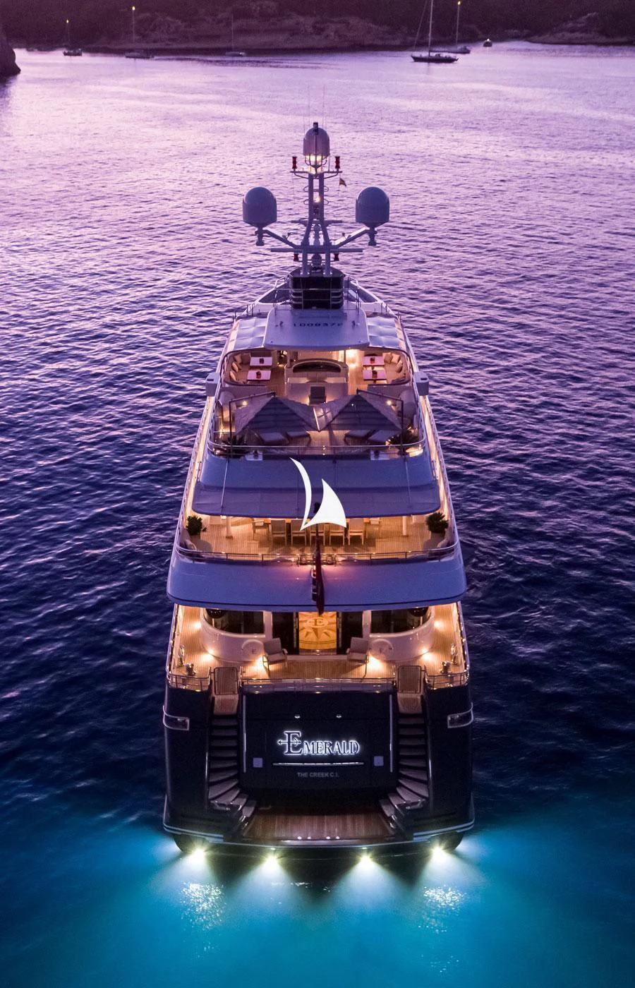a boat with lights on it aboard EMERALD (YET) Yacht for Sale