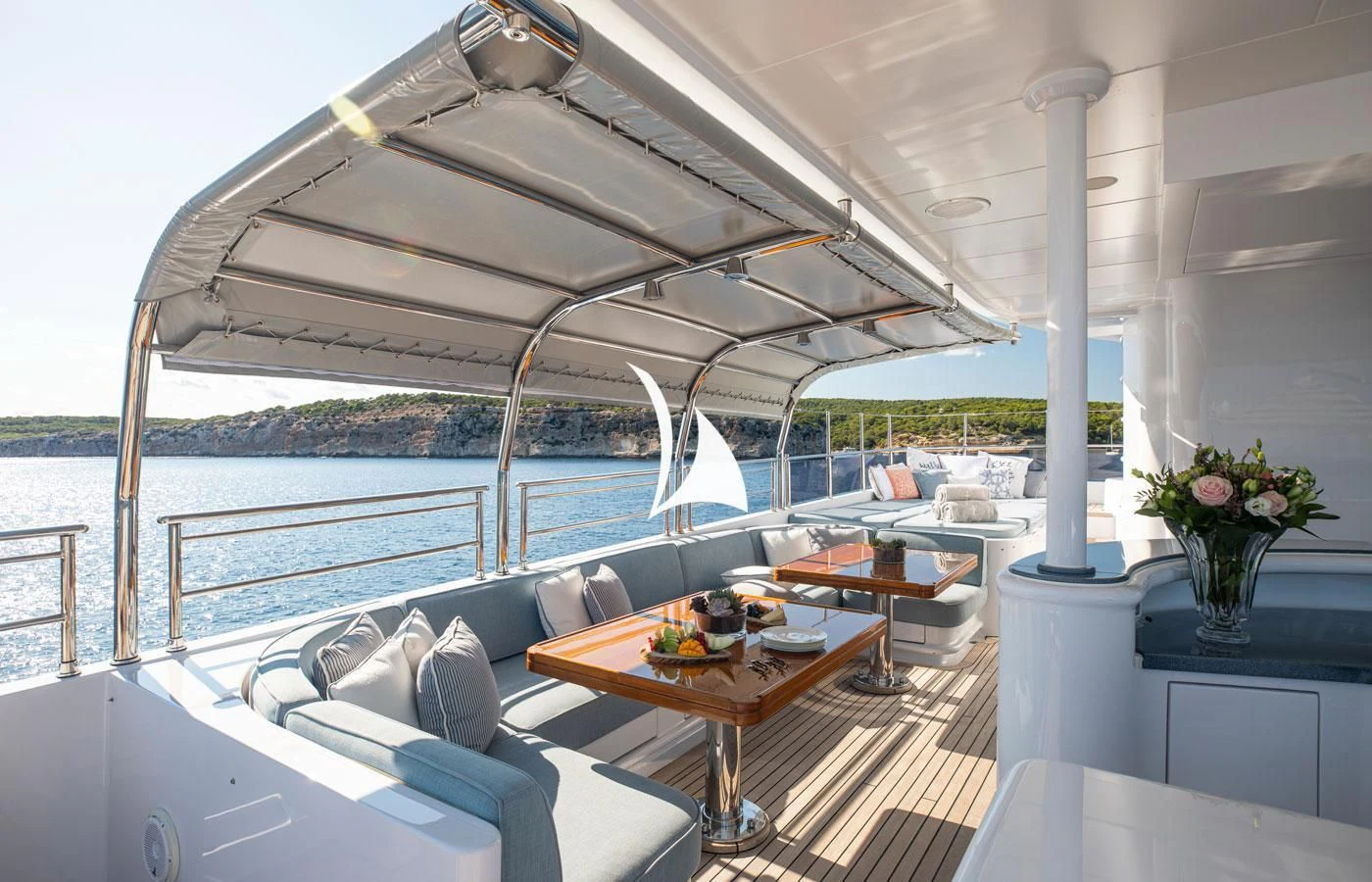 a room with a table and chairs aboard EMERALD (YET) Yacht for Sale
