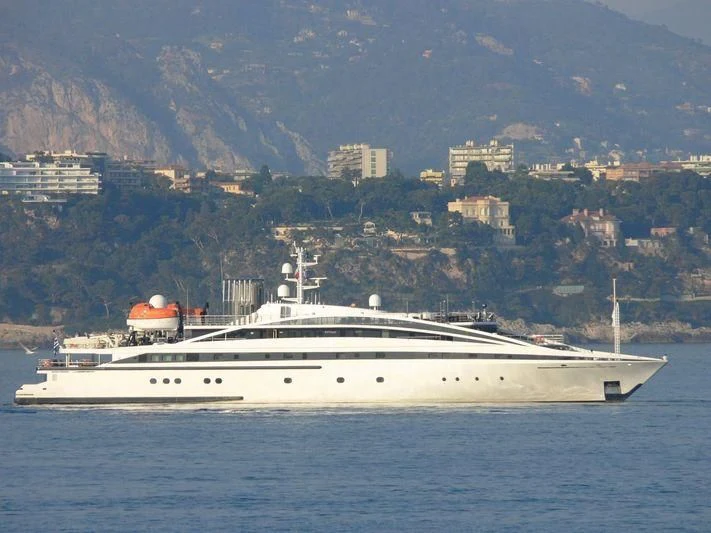 a large white yacht in the water aboard ELEGANT 007 Yacht for Sale