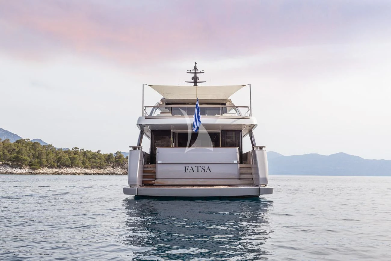 a small boat on the water aboard FATSA Yacht for Sale