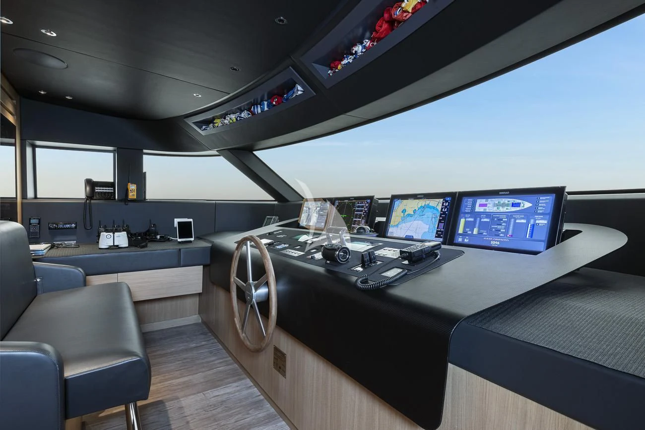 a control room with a computer aboard FATSA Yacht for Sale