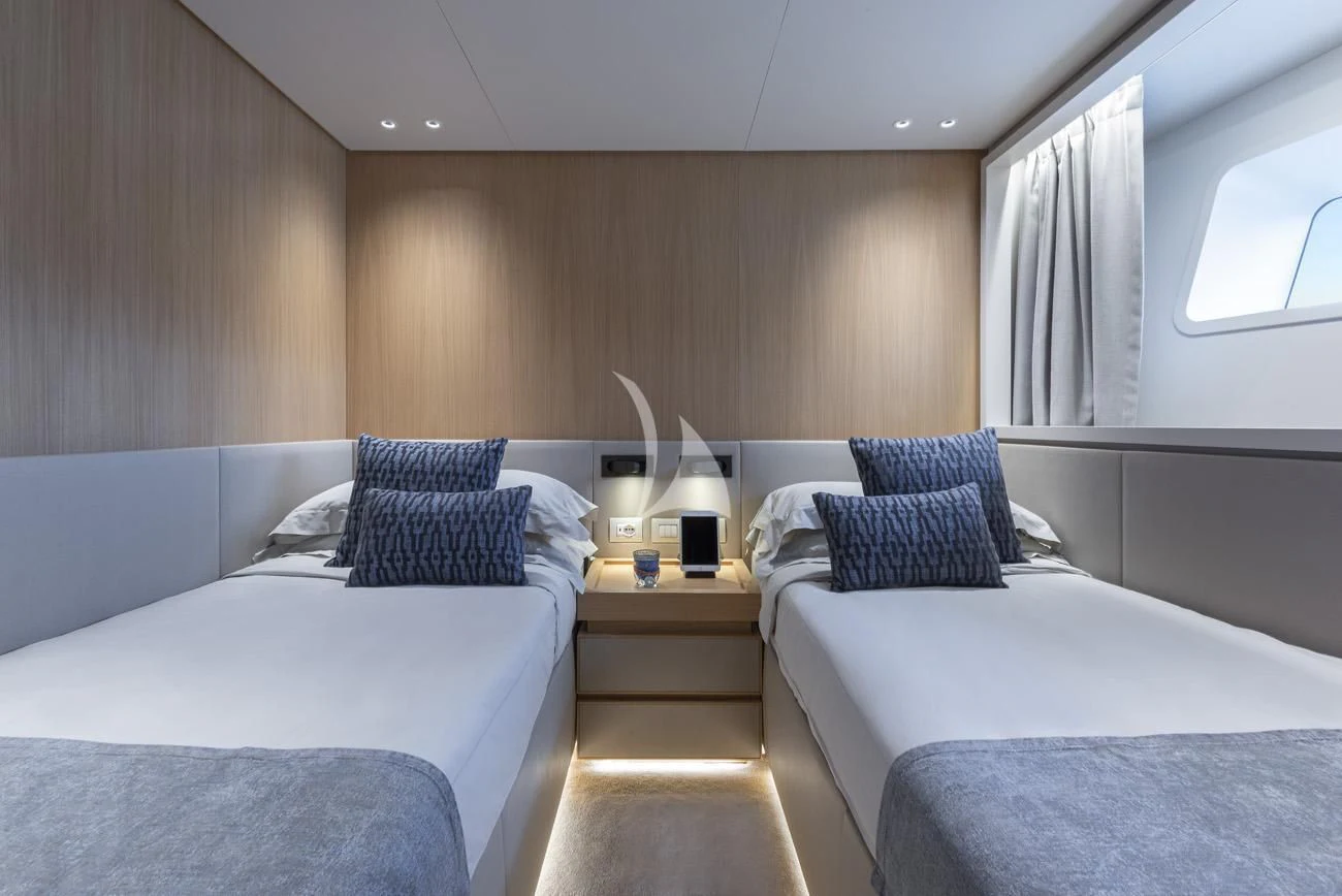 a couple of beds in a room aboard FATSA Yacht for Sale