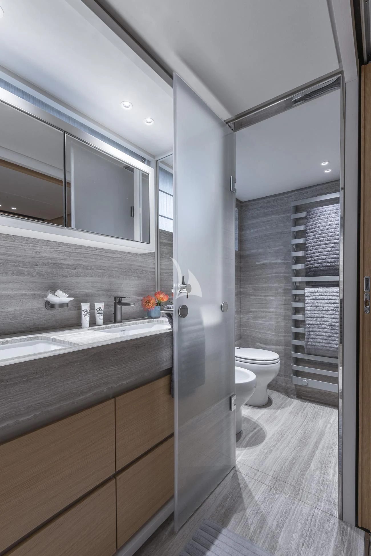 a bathroom with a sink and a toilet aboard FATSA Yacht for Sale